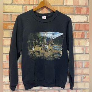 Vintage Jerzees Black Deer Crewneck